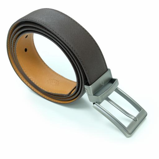 Dark Brown and Tan Reversible Belt