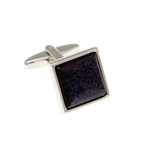 Blue Square Goldstone Cufflinks